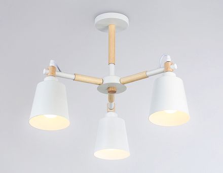 Подвесная люстра TR82204/3 WH/LWD белый/светлое дерево E27/3 max 40W D560*430