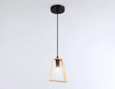 Подвесной светильник в стиле лофт TR80497 BK/LW черный/светлое дерево E14 max 60W D150*1000