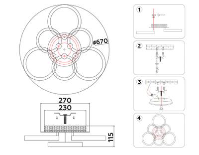 Светильник светодиодный потолочный FA3844/3+3 WH белый 102W 3000K-6400K+RGB D670*115 (ПДУ РАДИО 2.4G)