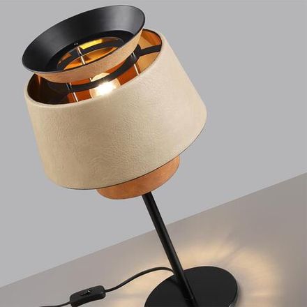 4992/1T PENDANT ODL24 401 черный/бежевый/терракотовый/золотой/металл/экокожа Настольная лампа E27 1*60W KRESSA