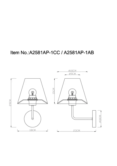 Бра Arte Lamp ELBA A2581AP-1CC, 1хE27