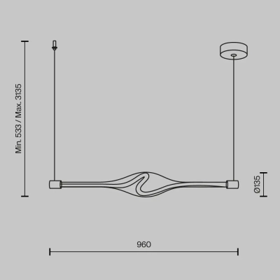 Подвесной светильник Виток / Loop 3000К 23Вт, MOD290PL-L23BS3K. TM Maytoni