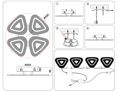Светильник потолочный светодиодный с пультом FA4019/4 WH белый 82W 3000K+6400K/4200K/6400K+3000K D420*85 (ПДУ ИК)