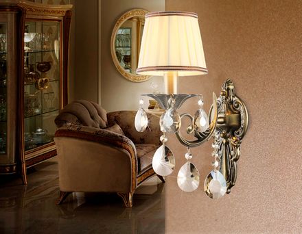 Настенный светильник с абажуром TR4578 SB/WH бронза/белый E14 max 40W 405*130*230