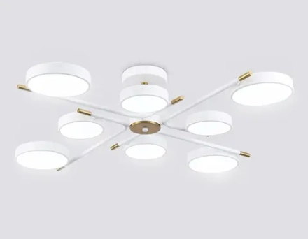 Светильник светодиодный подвесной FL516338/8 WH/CP белый/медь 120W 3000-6000K D850*170 (без ПДУ)
