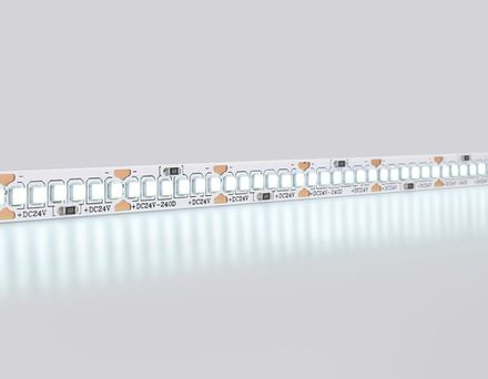 Светодиодная лента GS3403 2835 240Led/ 20W m/ 24V IP20 6500K/ 5000*10*1.2mm/ кратность резки 25mm (2 конт.)