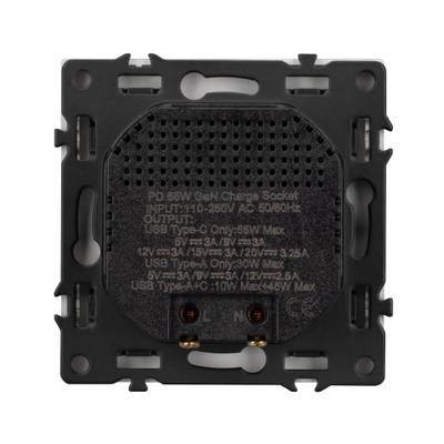 Механизм розетки с быстрой USB зарядкой SCT-NOBE-MUAC-SFPL-FC-WH (65W, QC3) (Arlight, -)