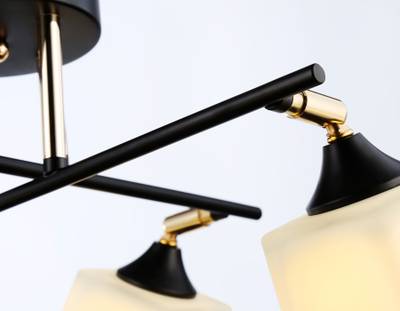 Светильник подвесной TR303084/4 BK/FGD/FR черный/золото/белый матовый E27/4 max 40W 580*580*250