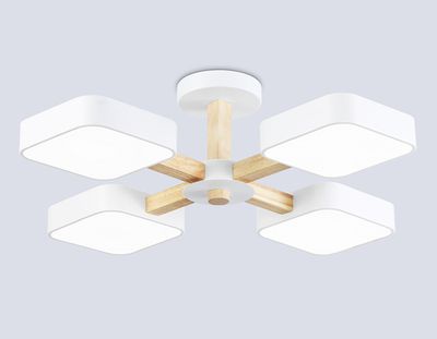 Светильник светодиодный подвесной FL4879/4 WH/WD белый/дерево 24W 3000-6000K D610*160 (без ПДУ)