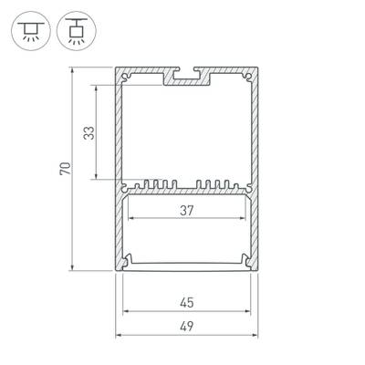 Профиль с экраном SL-LINE-4970-2500 BLACK+OPAL (Arlight, Алюминий)