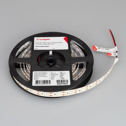 Светодиодная лента RT-A240-15mm 24V Warm2700 (19.2 W/m, IP20, 2835, 5m) (Arlight, 19.2 Вт/м, IP20)