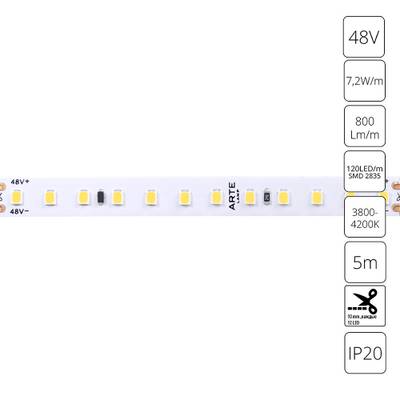 Светодиодная лента 48V 7,2W/m 4000К 5м Arte Lamp TAPE A4812010-02-4K, LED