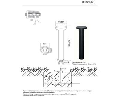Светильник уличный Мети черный w16*16 h60 Led 12W (3000K)
