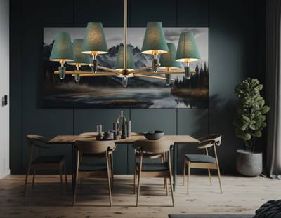 Светильник на штанге LH75053/7 BS/GN латунь/зеленый E14*7 max 40W D840*580