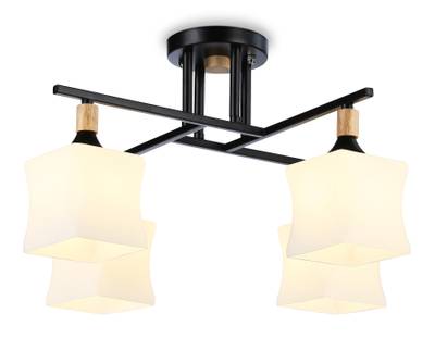 Светильник подвесной TR9497/4 BK/FR черный/белый матовый E27/4 max 40W D495*280