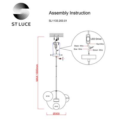 SL1133.203.01 Светильник подвесной ST-Luce Латунь/Прозрачный LED 1*14W 3000K