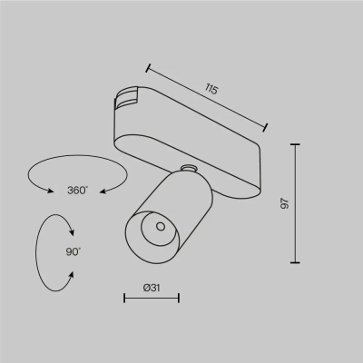 Трековый светильник Фокус / Focus Led Radity 3000K 5Вт 36°, TR103-1-5W3K-M-W. TM Maytoni