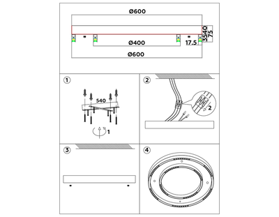 Светильник потолочный светодиодный FL5822 BK черный 55W 3000K/4200K/6400K D600*75 (без ПДУ)