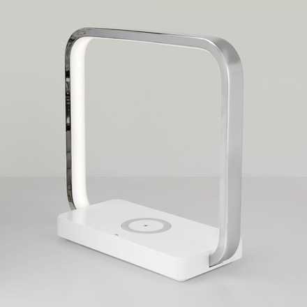 Настольный светодиодный светильник с беспроводной зарядкой и регулировкой яркости 80502/1 хром