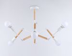 Подвесной светильник в стиле лофт TR80485/6 WH/LW белый/светлое дерево E27/6 max 60W D930*510