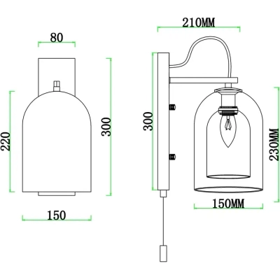 Бра Arte Lamp PAIO A7015AP-1BK, 1хE14
