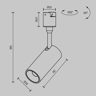 Трековый светильник Фокус / Focus Led Elasity 3000K 5Вт 36°, TR163-1-5W3K-M-B. TM Maytoni