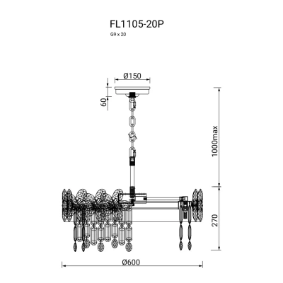 Люстра подвесная Jardin FL1105-20P, G9х20