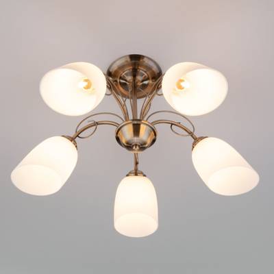 Люстра потолочная с витыми элементами 30107/5 античная бронза