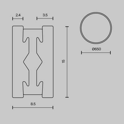 Шинопровод круглый 650мм Flarity черный, TRX154-R-D650-B. TM Maytoni