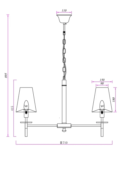 Подвесная люстра Arte Lamp RICCARDO A4075LM-5BK, 5хE14