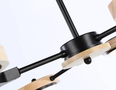 Светильник светодиодный подвесной FL51619/6 BK/LW черный/светлое дерево 3000K/4200K/6400K 42W D825*285 (Без ПДУ)