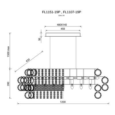 Люстра подвесная Brilliance Chrome FL1107-19P, E14х19