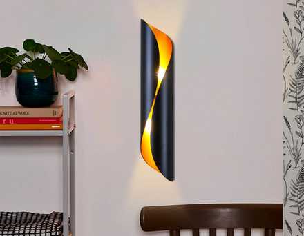 Настенный светильник FW241 BK/GD черный/золото G9/2 max 40W 400*80*100  (лампы LED G9 7W 4200K в комплекте)