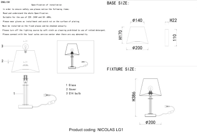 Настольная лампа Crystal Lux NICOLAS LG1 NICKEL/WHITE 3400/501