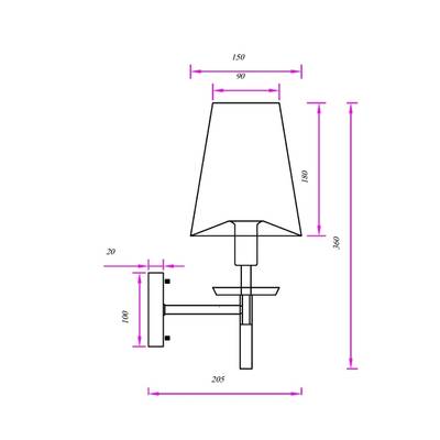 Бра Arte Lamp RICCARDO A4075AP-1BK, 1хE14