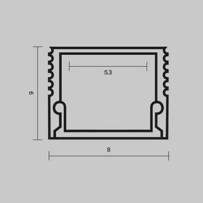 Алюминиевый профиль накладной 8x9 (Черный, 2 м), ALM-0809-B-2M 631002