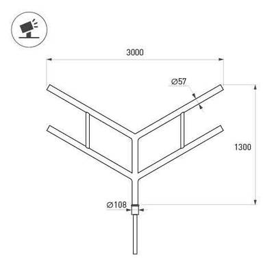 Кронштейн OXOR-SY4-3000x108-L1300 BLACK (Arlight, Сталь)