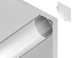 Алюминиевый профиль угловой круглый GP2100AL серебро/матовый рассеиватель 2000*15.7*15.7, 2 заглушки, 4 крепления в комплекте (для ленты до 9,78мм)