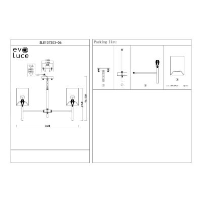 SLE107303-06 Светильник подвесной Никель/Белый E14 6*40W