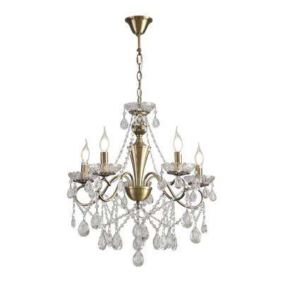 8346/5 CLASSI бронза/прозрачный, металл/хрусталь Люстра потолочная E14 5*40W 220V LUINA