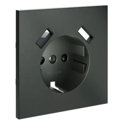 VLS000906 Накладка для розетки с заземлением и защитными шторками, с USB A+A, S70 (титан). (ТМ Maytoni)