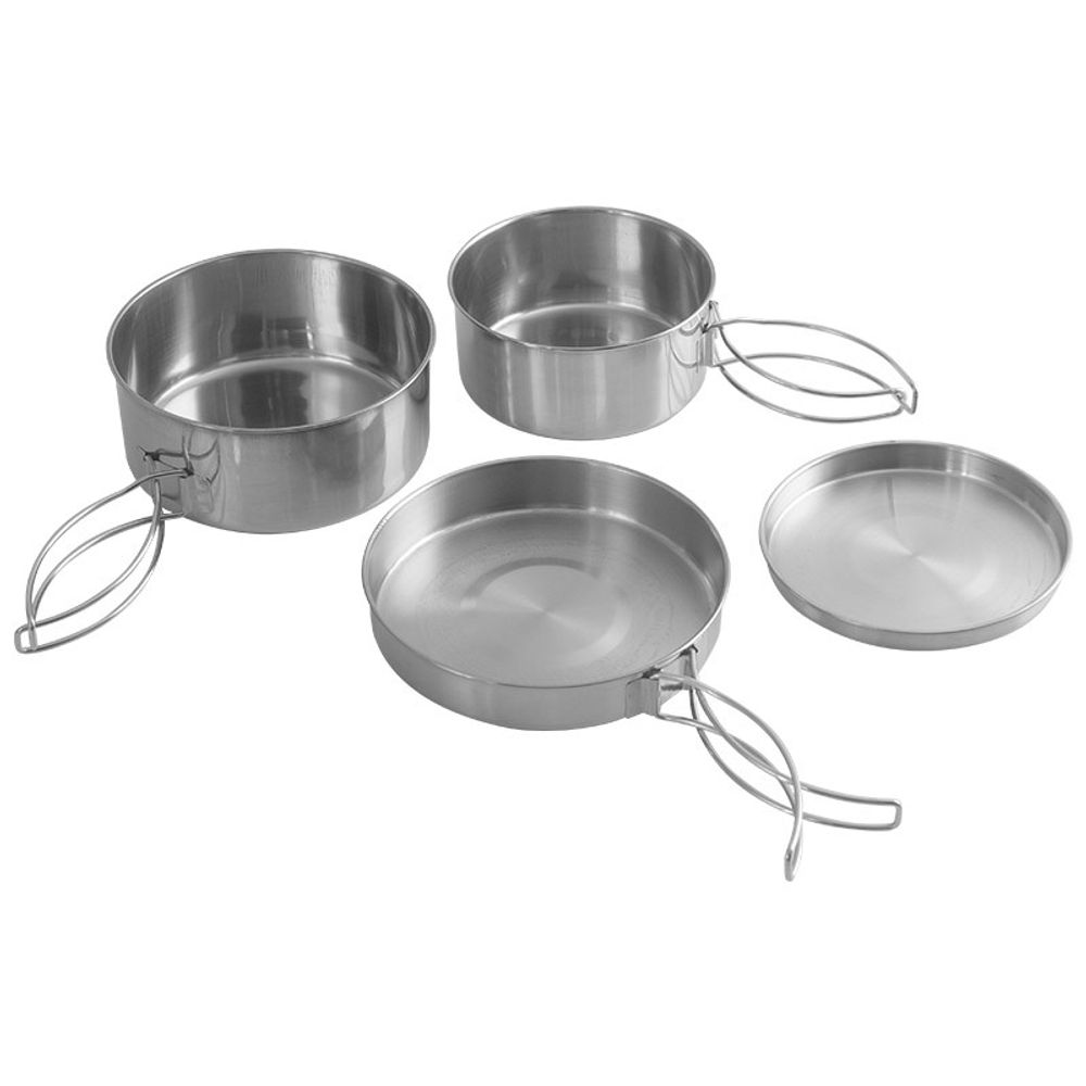 Набор посуды походный Camp-S12 из нержавеющей стали (4 предмета)