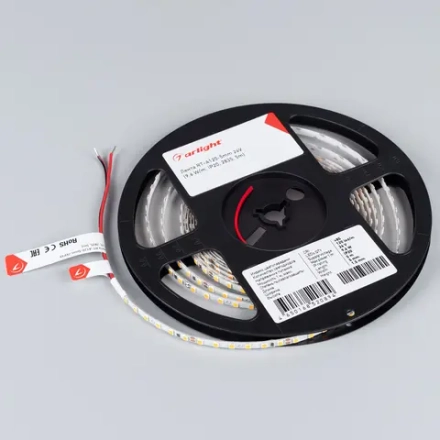 Лента RT-A120-5mm 24V White6000 (9.6 W/m, IP20, 2835, 5m) (Arlight, 9.6 Вт/м, IP20)