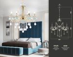 Подвесная люстра с хрусталем TR4923/6 GD/WH/BL золото/белый/голубой E14*6 max 40W D600*620