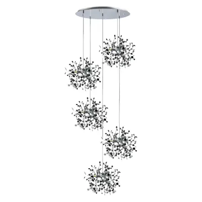 L5PR721134 Подвес пятерной круглый EXTRA 5x3x5W(led) G9  (721134 - 5 + 572154 -1) ХРОМ Lightstar