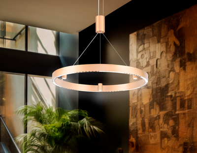 Светильник подвесной светодиодный FL5846/1+3 GD золото 40W 3000K/4200K/6400K D600*1200 (без ПДУ)