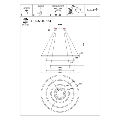 ST605.203.114 Cветильник подвесной SMART ST-Luce Золотистый/Белый LED 1*114W 2800-6500K