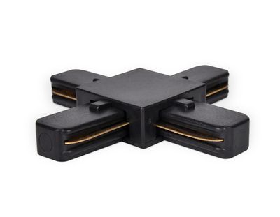 Коннектор Х-образный однофазный для соединения трековых шинопроводов GL7083 BK черный