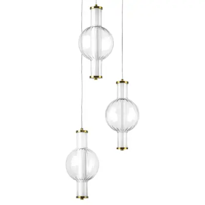 800133 Люстра BOTTO LED 3х6W 1820LM ЛАТУНЬ/ПРОЗРАЧНЫЙ/БЕЛЫЙ 3000K Lightstar