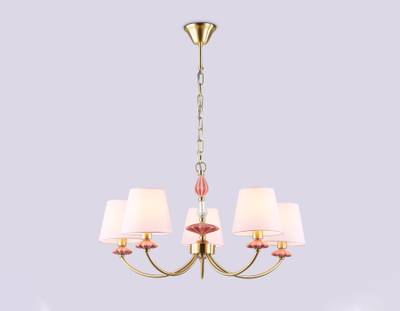 Светильник подвесной LH75024/5 GD/PI золото/розовый E14/5 max 40W D700*780